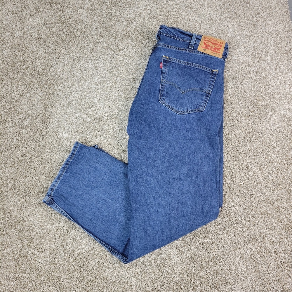 Levis 505 Mens 40x30‎ Blue Denim Stretch 5 Pocket Jeans Medium Wash